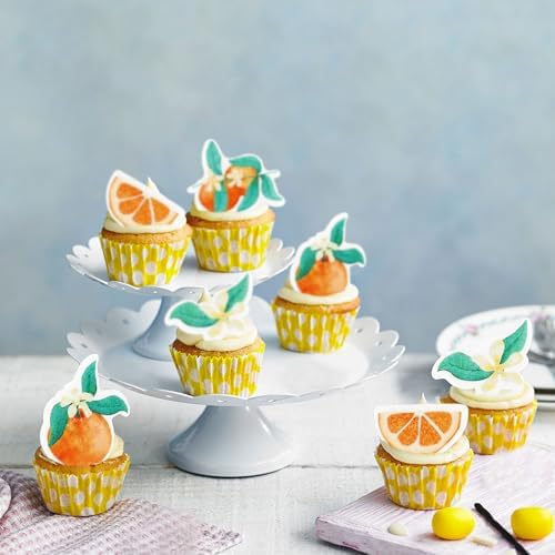 40Pcs Edible Little Cuties Cupcake Toppers Orange Fruit Cupcake Picks Clementines Drink Topper for Orange Cuties Baby Shower Boys Girls Fruit Birthday Party Cake Cupcake Decorations