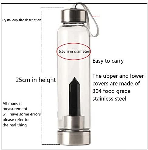 Crystal Water Bottle Natural Crystal Point Healing Obelisk Wand Elixir Energy Water Bottle Natural Quartz Crystal Gemstone Infused Water Bottle (Color : White Crystal)