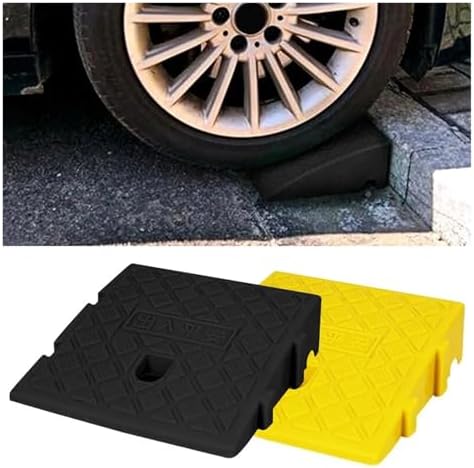 Rubber Speed Bump Plastic PVC Road Slope Ramp Pad Durable Threshold Triangle Cushion Speed Bump Portable Car Step Uphill Mat Curb Rubber,Yellow