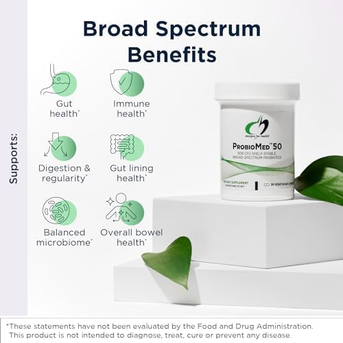 Designs for Health ProbioMed 100 - Probiotics for Digestive Health - 10 Strains with Lactobacillus Acidophilus Probiotic + Lactobacillus Rhamnosus - Gut Health + Immune Support Supplement (30 Caps)