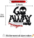 Black Glitter Go Away Cake Topper, Have A Killer Birthday/Happy Halloween/I Put A Spell on You, Halloween Themed Bairthday Party Decorations Supplies