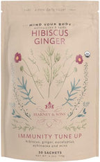 Harney & Sons Organic Hibiscus Ginger Tune-Up Tea, Bag of 50 sachets, 50 Count