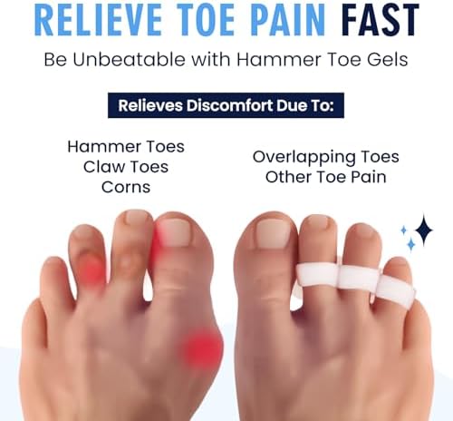 Dr. Frederick's Original Hammer Toe Corrector Gels - 2 Pairs - All-Day Relief for Crooked & Overlapping Toes - Soft Cushioning - Symptomatic Support for Toe Alignment - White - 3 Loop Design