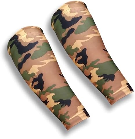 SKINGUARDS Skin Protection Forearm Sleeves + Protects Aging or Thin Skin + UV Protection - Unisex + Made in USA (Pair of Thin Skin Forearm Covers) (Green Camo, Medium-Large)