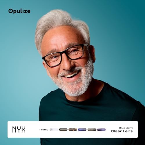 OPULIZE NYX Blue Light Blocking Glasses for Women Men, Rectangular Frame with UV & Eyestrain Protection, Anti-Glare Computer Gaming Glasses, Black (Pack of 2)