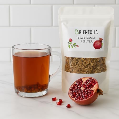 Blentolia Pomegranate Peel Tea 100% Natural Dried Pomegranate Rind Antioxidant-Rich Herbal Tea Loose Leaf, 180g Resealable Pouch