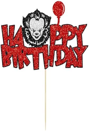 1Pcs Halloween Horror Birthday Cake Topper Red Glitter Killer Birthday Cake Decoration Horror Movie Birthday Cake Topper for Halloween Birthday Party Cake Supplies