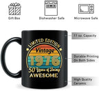 QUPT 50th Birthday Gifts for Women Men, 50th Birthday Gifts for Him, 1976 Birthday Gifts for Women Men, 50 Years Old Gifts, 1976 Birthday Gifts for Her Him, 50th Birthday Presents Coffee Mug