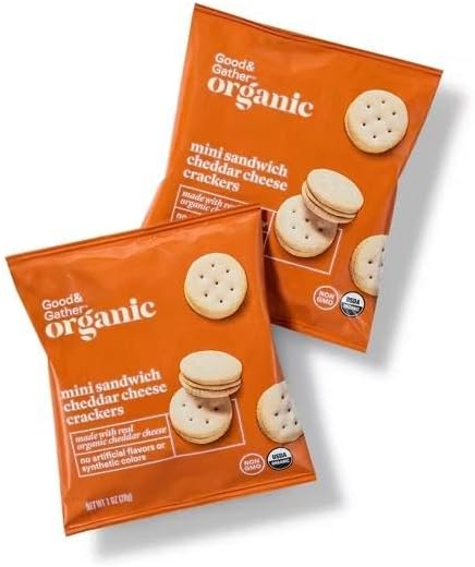 Organic Mini Sandwich Cheddar Cheese Crackers - 8oz/8ct - USDA Organic, No Artificial Colors (pack of 8)