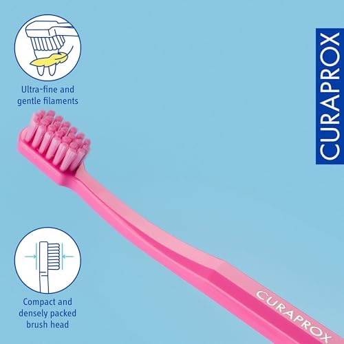 Curaprox CS Kids Toothbrush– for Children Aged 4–12 | Ultra-Soft Gentle Cleaning | 5,500 Curen® filaments | Single Pack | Pink