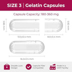 Empty Gelatin Capsules Size 3 - (100 Count) Very Small Empty Capsules Ideal for DIY Filling - Gel Caps with 2 Filling Spoons for Capsule
