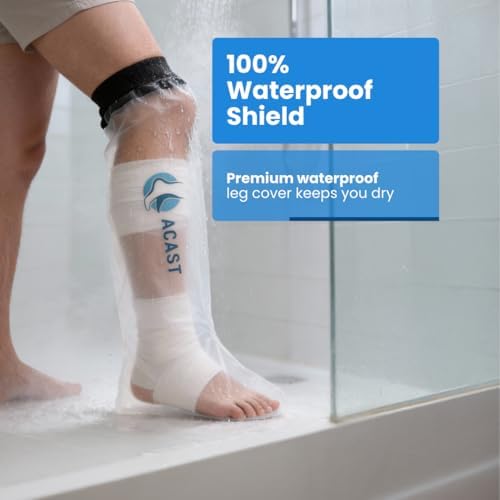 ACAST Cast Cover for Shower - Waterproof Cast Cover for Injuries & Plaster, Reusable Hand Sleeve Dressing Protector, Wrist, Elbow & Fingers (Leg Cast)