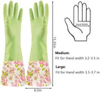 KINGFINGER Rubber Latex Waterproof Dishwashing Gloves for Kitchen,Precision Flocking Household Cleaning Gloves 2 pairs