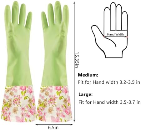 KINGFINGER Rubber Latex Waterproof Dishwashing Gloves for Kitchen,Precision Flocking Household Cleaning Gloves 2 pairs