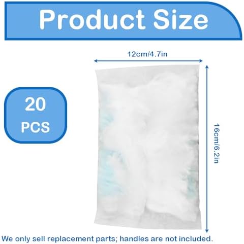 Electrostatic Flash Dust Magnet Refills, Disposable Blue Cleaning Dusters - Fluffy Microfiber Pads for Home, Car, Office and Blinds, No Handle Included (Blue 20pcs)