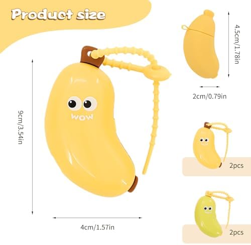 4 Pcs Banana Toothbrush Cover, Banana-Shaped Toothbrush Travel Case with Toothpaste Dispenser, Portable Brush Travel Case for Home Travel Outdoor Camping(Yellow)