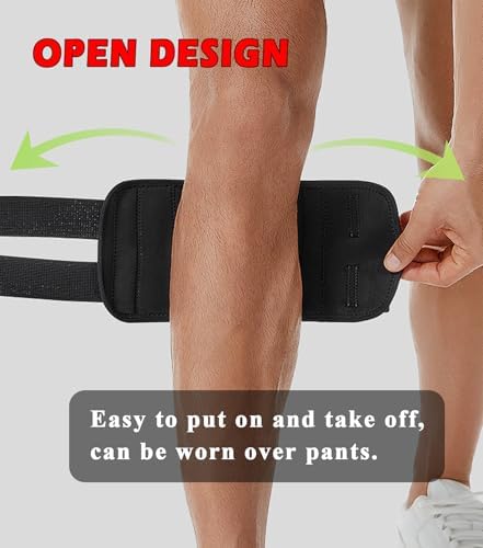 1pc Calf Brace with Shin Splint for Men Women, Lower Leg Compression Wrap Increases Circulation, Reduces Muscle Swelling, Calf Support for Pain Relief, Hiking, Training (Black)