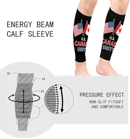 U S Canada Unity Flag Men Women Calf Compression Sleeve for Unisex Sports Support Running Basketball Football Leg Sleeves Protection Cycling