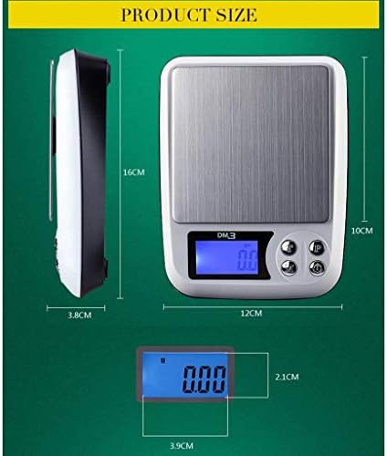 0.01g/3kg Digital Kitchen Scales Lab Electronic Balance High Precision for Home School with LCD Peeling Zero Count Function (Color : White, Size : 3kg/0.1g)
