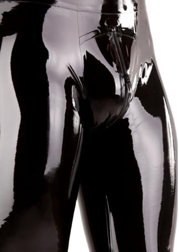 Latex Rubber Leggings for Men,Male Black Latex Tight Pants with Zip Handmade Clothing