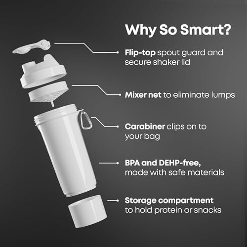 Smartshake Protein Shaker Bottle for Protein Mixes - 4 Pack - 13.5 oz | Shaker Cups for Protein Shakes | Blender Bottle Shaker | Protein Shaker Bottle Pack | BPA Free Shaker (SLIM - Multicolor)
