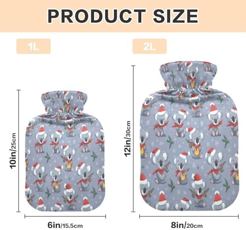 Koala Holly Leaf Hot Cold Water Bottle with Fleece Cover PVC Hot Water Bag 1 Liter