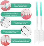 200 Pcs Silicone Flossing Picks, Soft Cleaning Teeth Gaps Sticks Disposable Floss Brush Picks for Teeth Suitable for Children Adults Old Cleaning Tooth Health (Green)