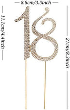 Honbay 18 Cake Topper Premium Sparkly Crystal Rhinestones Cake Topper Cake Decoration for 18th Birthday Party (18 Gold)