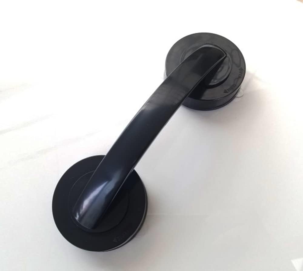 WANLIAN Powerful Suction Cup Glass Mirror Door Handle, Refrigerator Drawer Bathroom Suction Cup wall handrail, Bathtub Shower Handle Kitchen Drawer Cabinet Handle (Black)