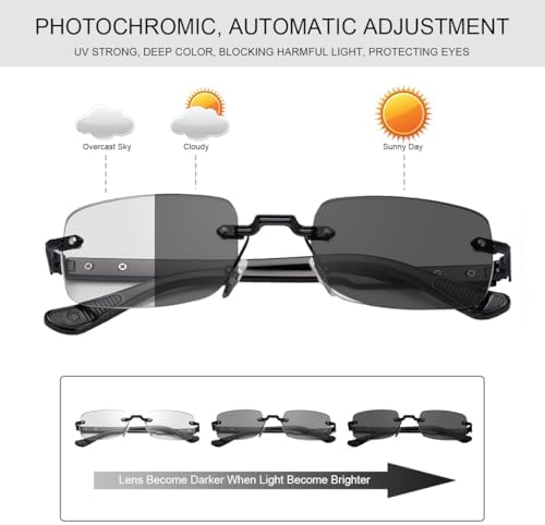 YIMI Photochromic Full Lens Reading Glasses Spring Hinge Anti Blue Light UV400 Sun Readers Tinted Glasses for Men Women