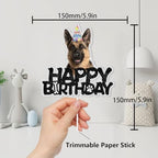 Glitter Brown German Shepherd Dog Hat Cake Topper Lovely Puppy Animal Theme Decor Supplies for Men Women Happy Birthday Pet Lover Party Decorations