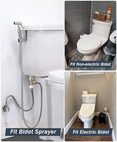 Universal Bidet T Adapter for Any Brand Bidet Hose, All-in-One Solution fit Toilet Tank Inlet or Angle Valve Outlet, 3/8"-7/8"-1/2"，Brass Made