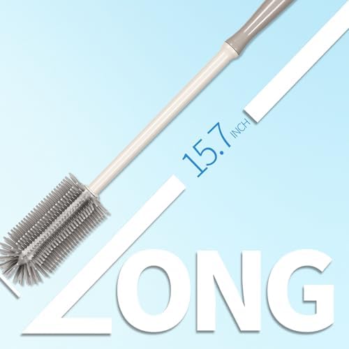 15.7" Silicone Bottle Brush Set - 6 Pack Water Bottle and Straw Cleaner Brush Long Handle for Hydro Flasks, Sports Bottles & Reusable Straw, Narrow Neck Containers, Tumblers, Glassware