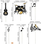 Rsstarxi 8 Pack Music Theme Cake Topper Glitter Guitar Drums Musical Symbols Cake Pick Art Mucis Note Musician Cake Decorations for Music Theme Birthday Wedding Anniversary Party Cake Supplies