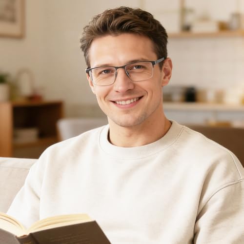 EYECEDAR 5 Pack Reading Glasses Men Blue Light Blocking Eyeglasses Gunmetal Gray Metal Half Frame Spring Hinges Readers for Men and Women 2.25