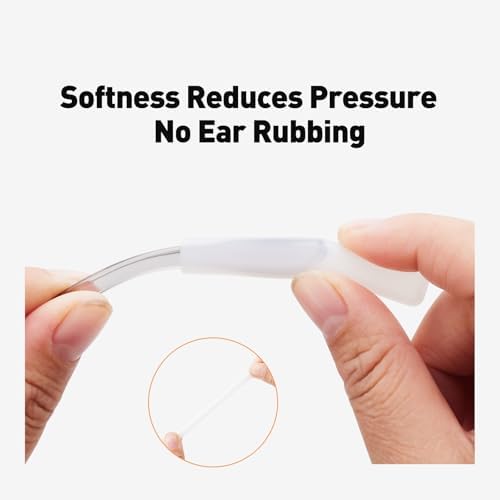 Glasses Ear Cushion, Non Slip Soft Silicone Eyeglass Ear Cushions, Anti-Slip Comfort Eyeglasses Temple Tips Sleeve Retainer, Comfort Eye Glass Ear Grips, Glasses Accessories (5 White Pairs)