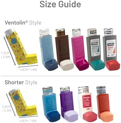 Inhaler Holder - for Ventolin & Shorter Style Inhaler - Vegan Leather - Adults & Kids Asthma Inhaler Case with Eyelet for Keychain/Lanyard - Handmade (Shorter, Rubber Ducks)