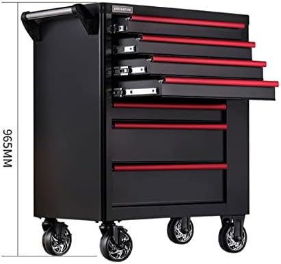 GRFIT Toolbox Tool Chest/Tool Cabinet, Toolbox Storage System Side Tool Storage Cabinet Heavy Duty Cart Steel Rolling Tool Box with 7 Lockable Drawers Waterproof Toolbox Mobile Work Centre Toolbox