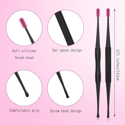 Gjinxi Q-Grips Ear Wax Removal-Spiral Ear Wax Removal Tool, 6PCS Reusable Earwax Removal Kit Safe Ear Cleaner, Soft Silicone Double Sided Head Ear Wax Removal Kits for Olders Adult Kids