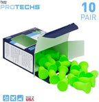 Flents Protechs Foam Ear Plugs, 10 Pair with case Sleeping, Snoring, Loud Noise, Traveling, Concerts, Construction, Studying, Work, Shooting, NRR 33, Noise Cancelling, Green, Made in the USA