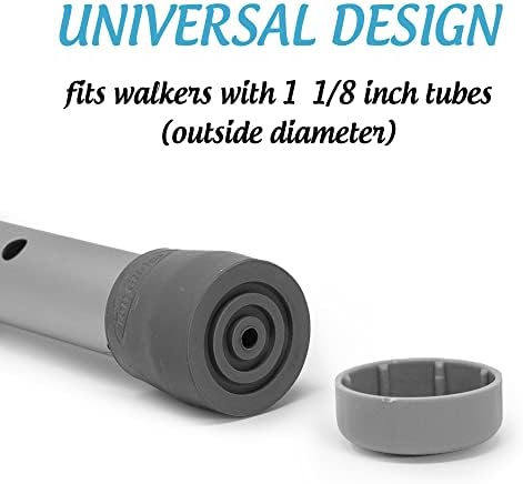 Bundle: Top Glides Steel-Reinforced 1 1/8" Rubber Tips and Glide Covers (Gray/Gray)