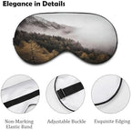 Landscape of Trees And Mountain Surrounded by Fog Eye Mask Soft Sleep Mask for Side Sleeper Light Blocking Night Eye Cover with Adjustable Strap Sleep Shade Cover Night Blindfold Eyeshade Sleeping Mas