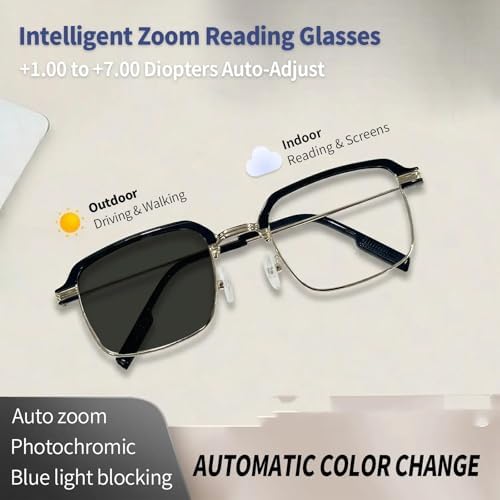 Auto Adjusting HD Reading Glasses, Frameless Smart Zoom Reading Glasses For Men & Women, Auto Focus Glasses Self Adjusting
