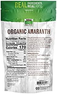 NOW Foods, Organic Amaranth Whole Grain, Source of Protein and Fiber, Gluten-Free, Certified Non-GMO, 16-Ounce (Packaging May Vary)