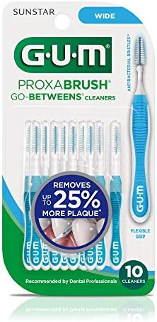 GUM Proxabrush Go-Betweens - Wide - Interdental Brushes - Soft Bristled Dental Picks for Plaque Removal Health - Safe for Braces & Dental Devices, 10 Count (Pack of 4) 40 Total
