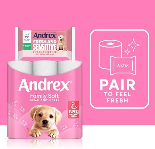 Andrex Family Soft Toilet Tissue 72 Toilet Rolls (Previously Andrex Gentle Clean Toilet Paper), Gentle on your Family’s skin– Bulk Pack of 72 Toilet Rolls, Packaging May Vary