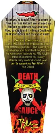 Blair's Mega Death Hot Sauce 5 Oz with Habaneros, Cayenne - 650x hotter than a Jalapeno - with Liquid Rage & Skull Key Chain