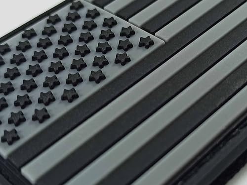 QQSD Black US American Flag USA Patch Tactical Military Patches for July 4th - PVC Hook and Loop Fastener Patch, 2 Pack