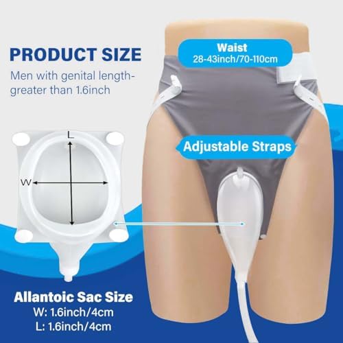 Catheter for Men, Urine Collection System, Reusable Portable Silicone Urinal with 2 Bags (1000ml & 2000ml), 1.2M Tube, and Adjustable Breathable Pants (Men)
