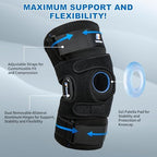 Slip on Knee Brace for Men & Women, GEL Patella Support Hinged Knee Braces for Knee Pain with Removable Dual Side Stabilizers, X-Strap Fixing, Knee Brace for Meniscus Tear, ACL, PCL, MCL, Arthritis